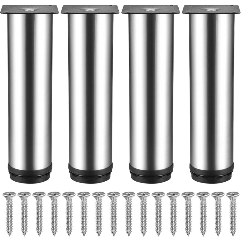 Linghhang - 4 pieds -50X200MM de meubles en acier inoxydable, pieds de table en métal, pieds de support pour armoire, pieds de meuble réglables en