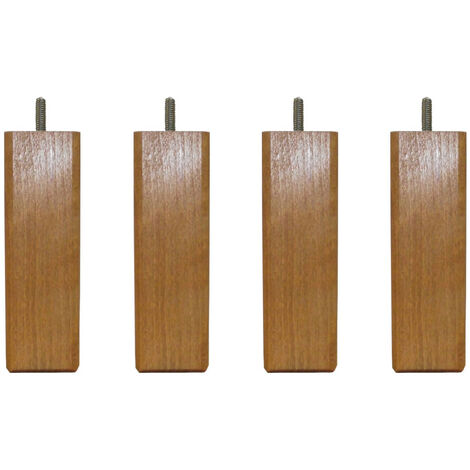 4 pieds carré bois merisier clair 15 cm