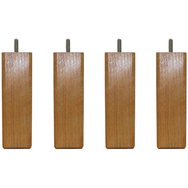4 pieds carré bois merisier clair 15 cm