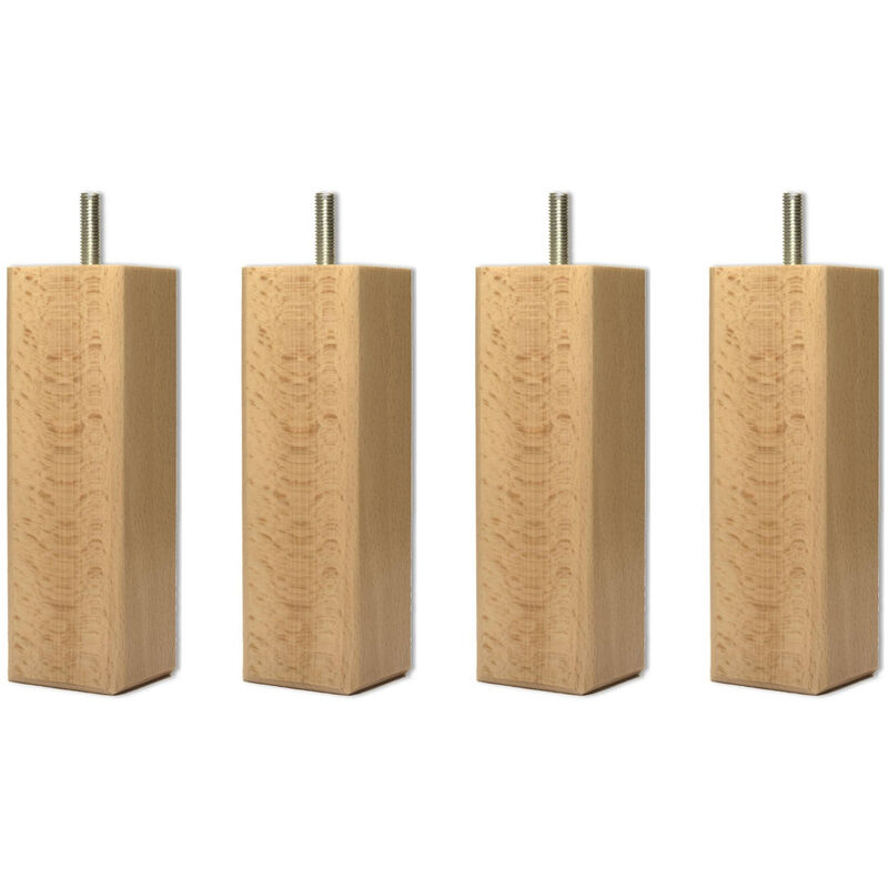 Someo - 4 pieds carrés bois vernis naturel 15 cm