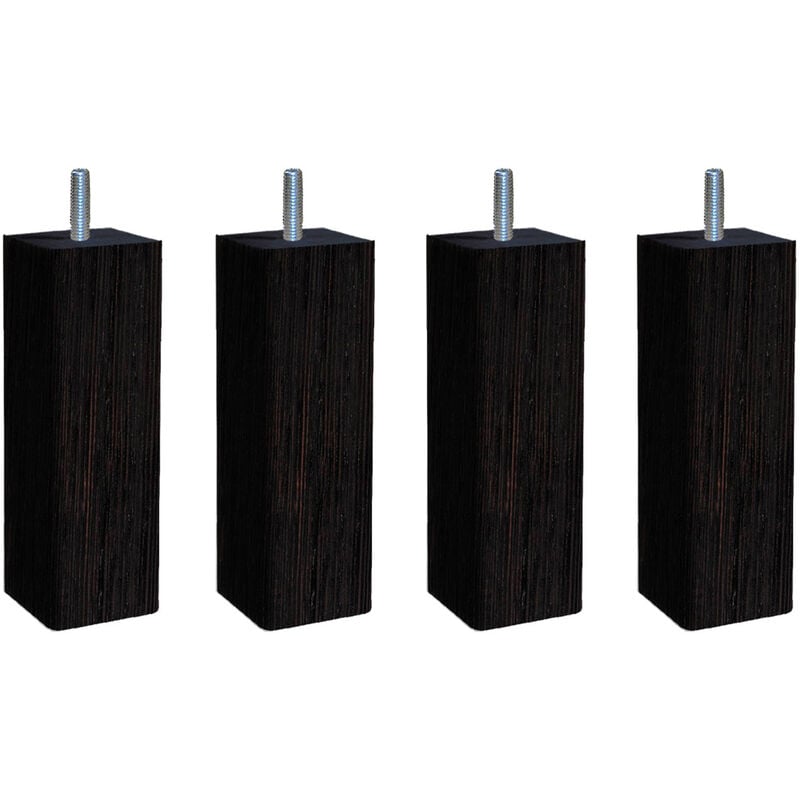 4 pieds carré bois wengé 15 cm