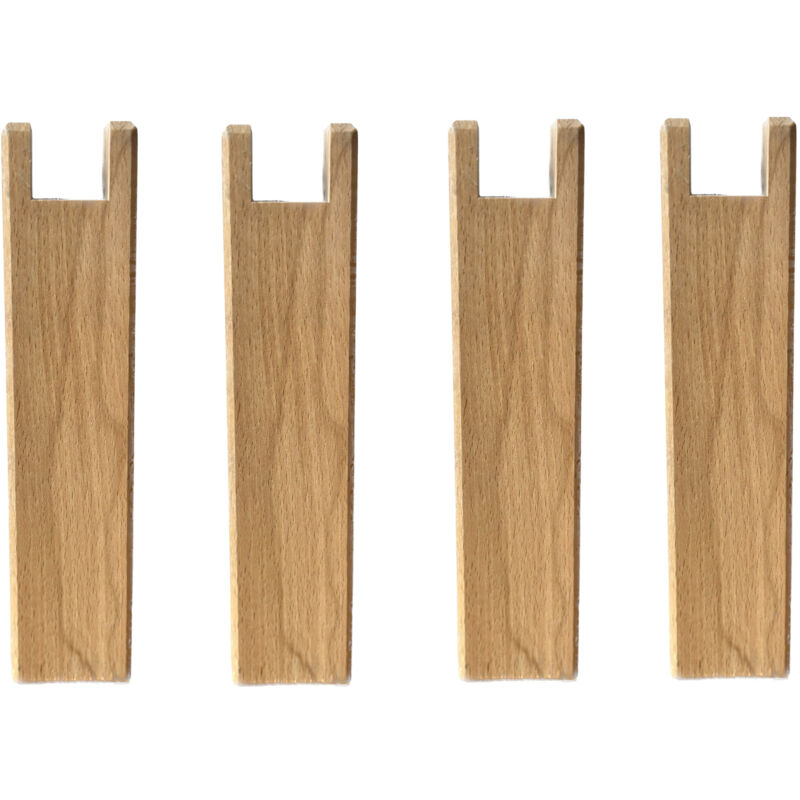 Pieds de lit carrés en bois de hêtre naturel 25 cm – Forme fuseau rond incliné – Filetage 8 mm – Compatible avec cadres à lattes – Someo