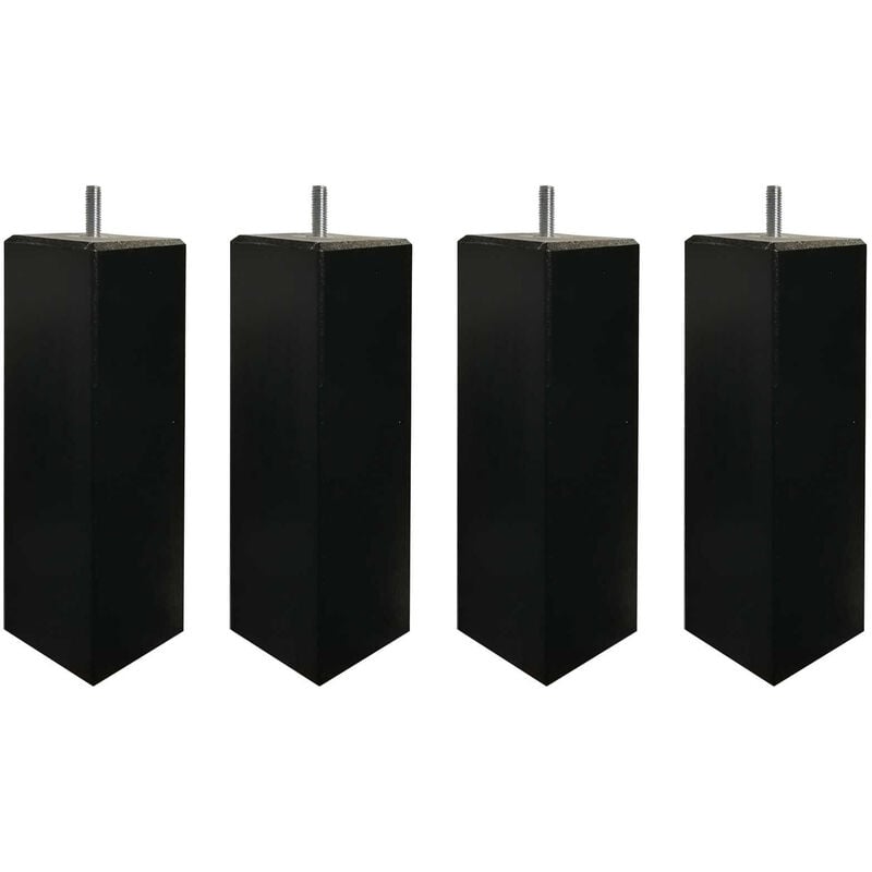 4 pieds carrés bois noir 15 cm