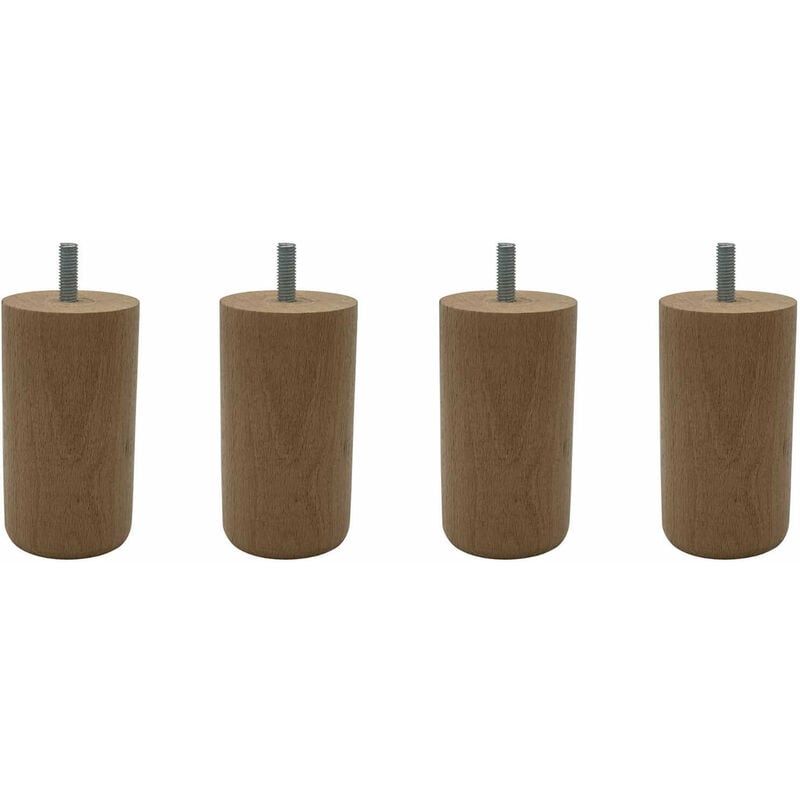 4 pieds cylindriques bois naturel 25 cm