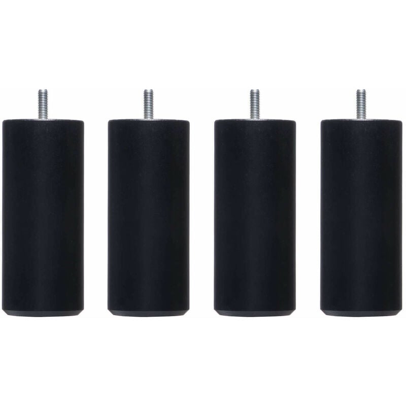 Someo - 4 pieds cylindriques bois noir 20 cm