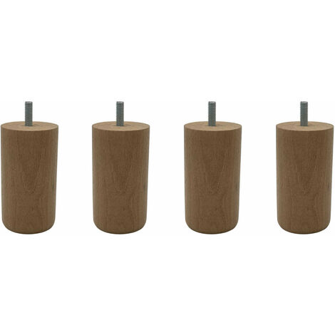 4 pieds cylindriques bois blanc 15 cm - Blanc