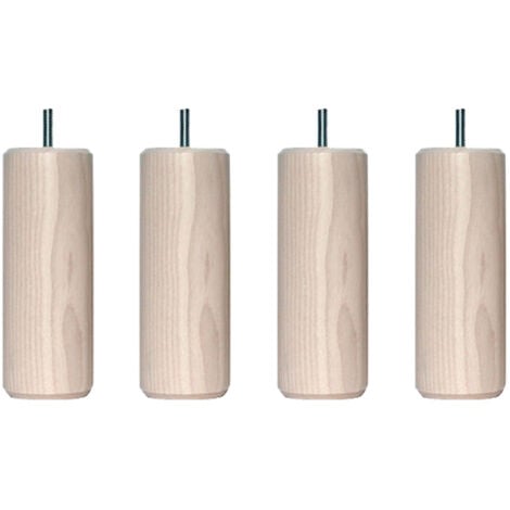 4 pieds cylindriques bois naturel avec veinage frêne blanchi 15 cm - Bois naturel