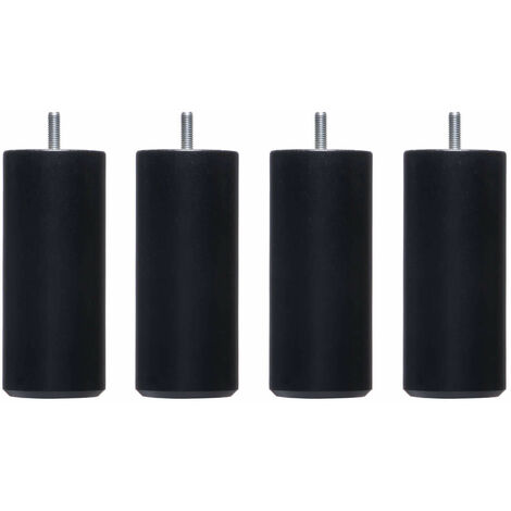 4 pieds cylindriques bois noir 25 cm