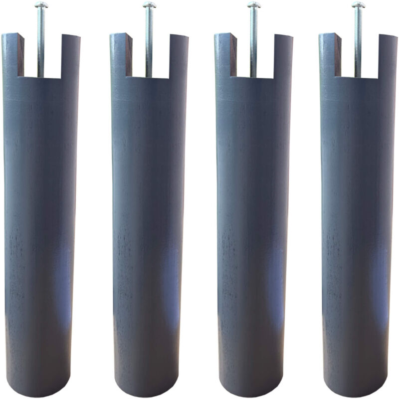 4 pieds cylindriques pour cadre à lattes anthracite 30 cm