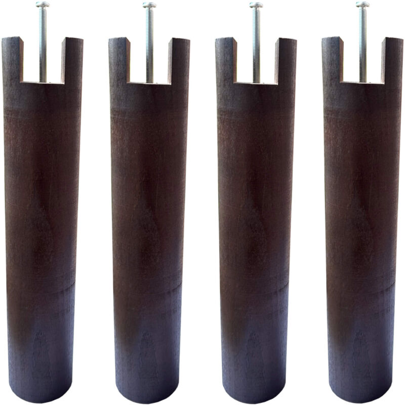 Someo - 4 pieds cylindriques pour cadre à lattes wengué 30 cm