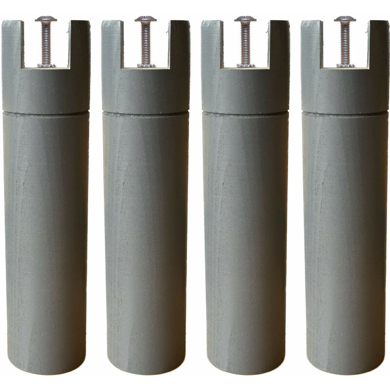 Someo - 4 pieds cylindriques pour cadre à lattes anthracite 25 cm