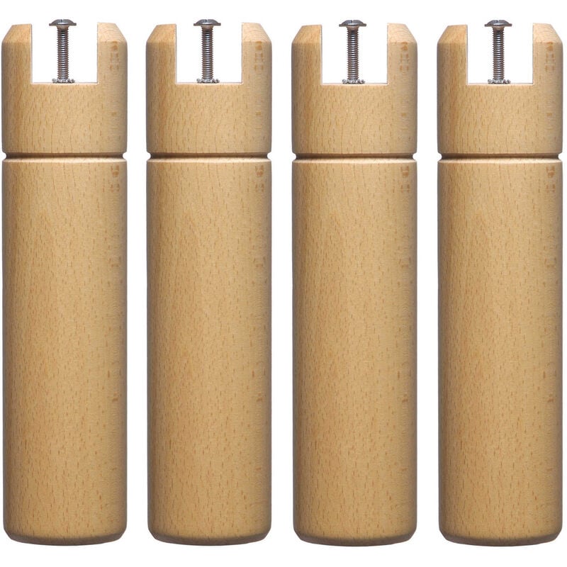 Someo - 4 pieds cylindriques pour cadre à lattes naturel 25 cm