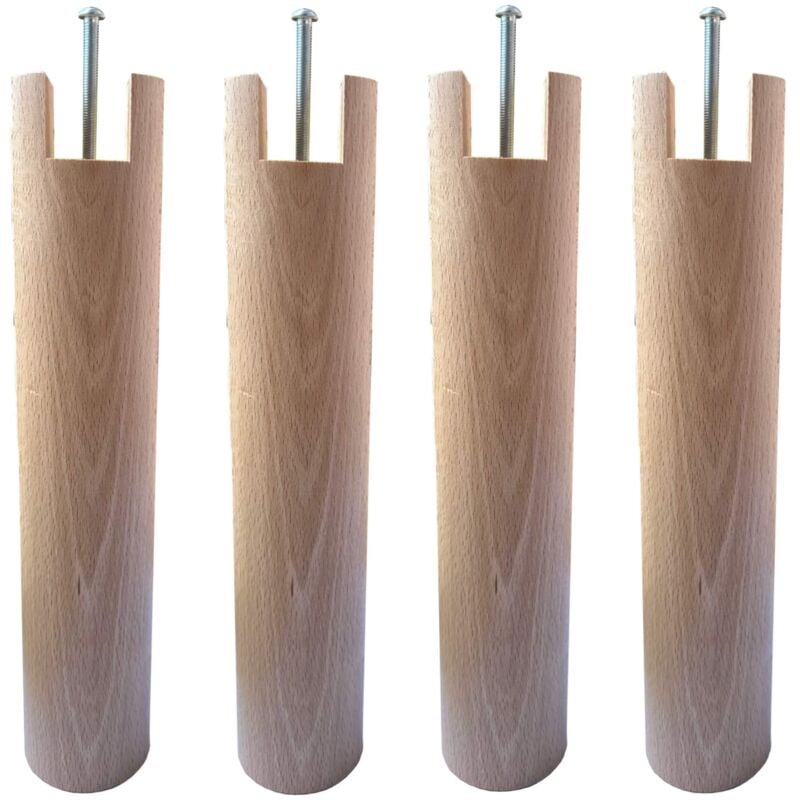 Someo - 4 pieds cylindriques pour cadre à lattes naturel 30 cm