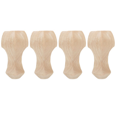 4 Pieds de Meuble en Bois Massif Sculpté Main pour Table Basse, Télé et Canapé - 12x6cm - Lot de 4