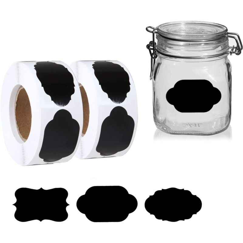 600PCS étiquettes Bocaux Cuisine Etiquette Confiture étiquette Ardoise pour Bocaux Confiture, 2 Rouleau Autocollantes Etiquettes Epices Pour Coller à
