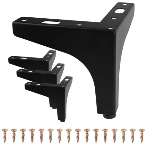 4 Pieds de Meuble, Pied Canapé, Pied de Table Métal, Pied pour Meuble, avec Vis Facilement Montables, Adapté pour Canapés, Meubles TV, Tables Basses, Armoires et Tables de Chevet, 10 cm (Noir)