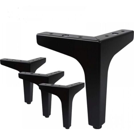 4 pieds de meuble - Pieds de canapé - Pieds de meuble noirs - 15 cm - Fer - Triangulaires - Pour armoire, canapés