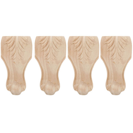4 Pieds de Meuble Sculptés pour Canapé, Armoire, Table Basse - 12 x 6cm - Accessoires Hôtel et Maison d'Hôtes
