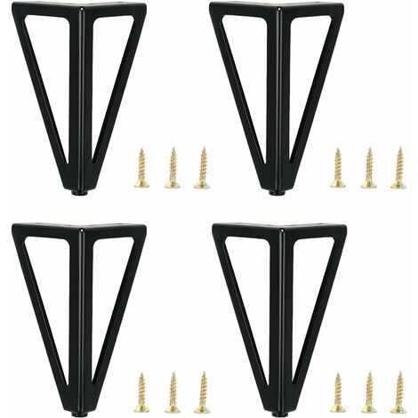 4 Pieds de Meubles Noirs, 6"/15cm Pieds de Meubles de Rechange en métal, Pieds de Meubles, Pieds de Meubles, Pieds de Table, Pieds d'armoire, pour chaises, Placard, canapé