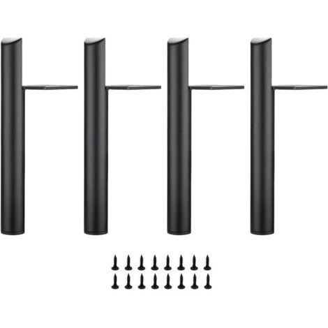 4 pieds de rechange pour meubles en métal, hauteur 15 cm, couleur noire mate, pieds de soutien pour table de chevet