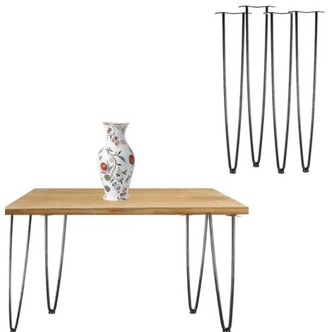 4 Pieds De Table Avec Protection, Noir, 60 cm, Design Loft, Industriel - Noir