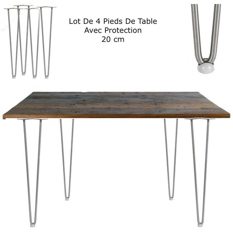 4 Pieds De Table, Avec Protections, Acier, 36 cm De Haut. Design, Loft - Acier