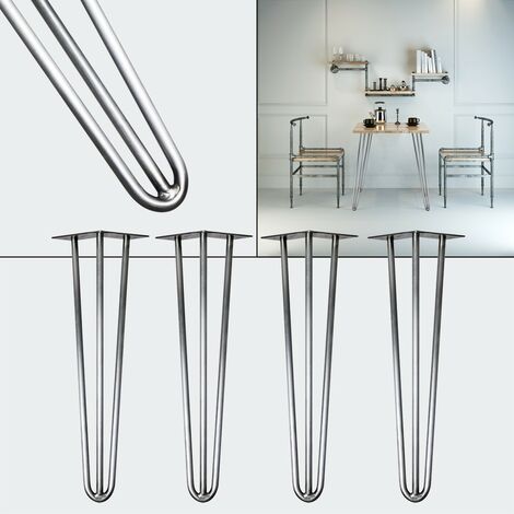 4 Pieds De Table, Couleur Acier, 45 cm haut. Design Loft, Industriel