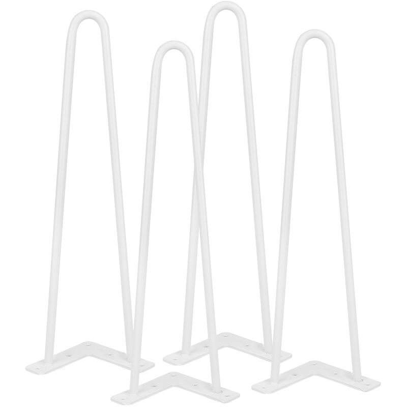 Skecten - 4 Pieds de Table en Épingle à Cheveux 41cm 2 Tiges en Acier Blanc Épaisseur 10mm - Blanc