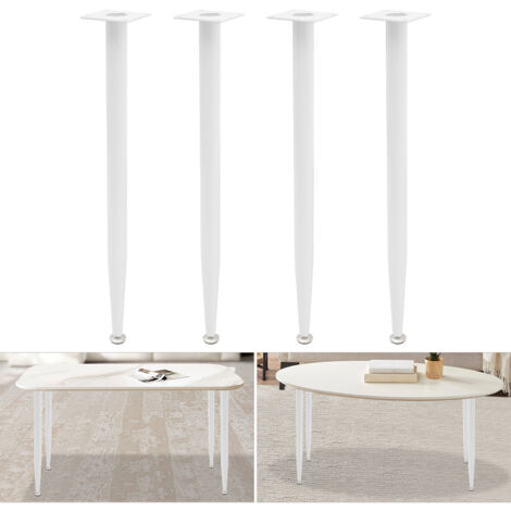 4 pieds de table, pieds de meubles lourds, pieds de chaise avec vis de fixation 55 cm, blanc