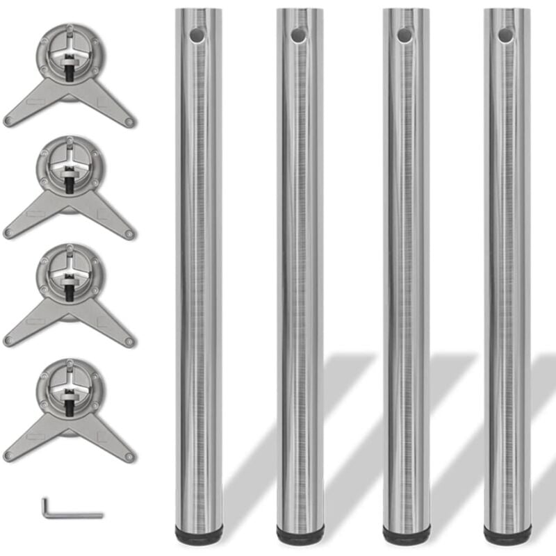 4 pieds de Table réglables en hauteur 710 mm Nickel brossé QOI42456 design in