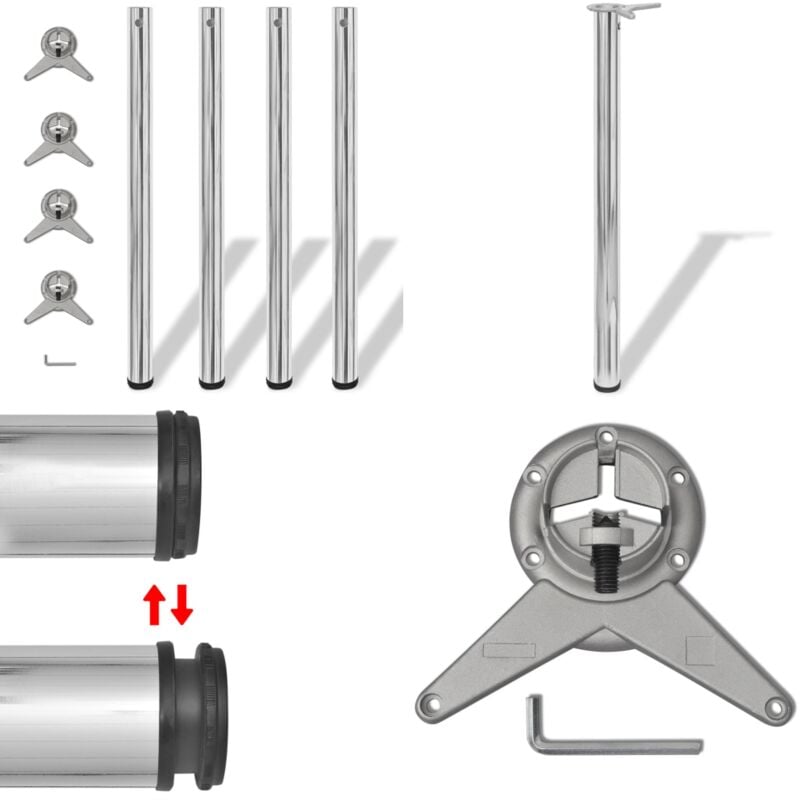 4 pieds de table réglables en hauteur 870 mm Chromé - Pieds De Table - Pieds De Table Chromés - Pieds De Table Réglables - Accessoires De Meubles