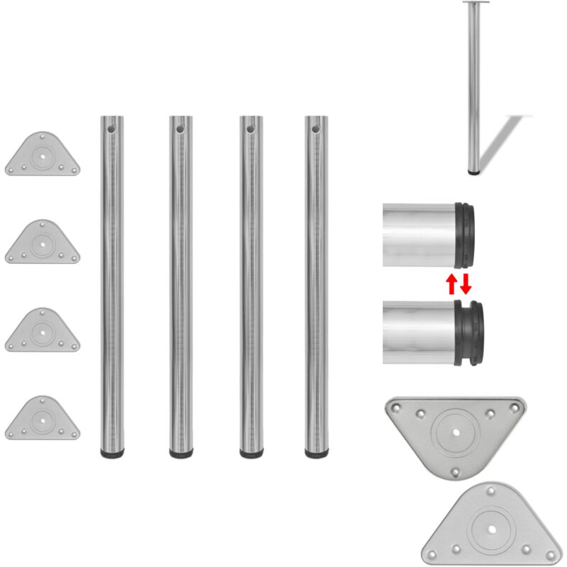 4 pieds de table réglables en hauteur 870 mm Nickel brossé - Pieds De Table - Pieds De Table Réglables - Pieds De Table Nickel Brossé - Accessoires