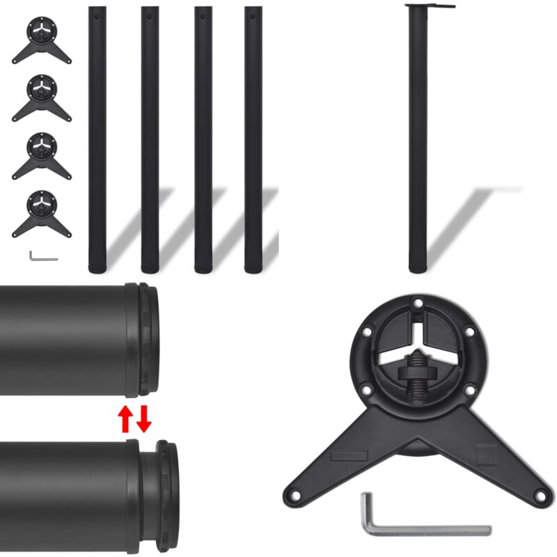 4 pieds de table réglables en hauteur 870 mm Noir - Pieds De Table - Pieds De Mobilier - Accessoires De Table - Pieds De Bar - Pieds De Bureau - Home
