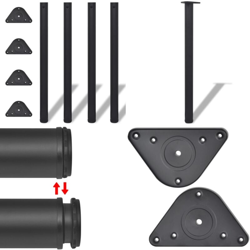 4 pieds de table réglables en hauteur 870 mm Noir - Pieds De Table - Pieds De Table Noirs - Pieds De Table Réglables - Accessoires De Meubles