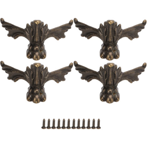 4 Pieds en Bois pour Boîte Vintage en Forme de Chauve-Souris, Supports Fixes pour Coffret à Bijoux ou Cadeau