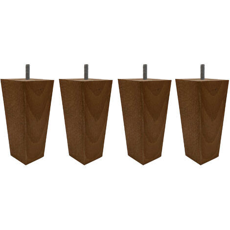 4 pieds fuseau tronqué bois merisier 15 cm