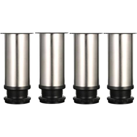 4 Pieds Réglables 120 mm De Hauteur Épaissir les pieds d'armoire Pieds de table Pieds de meubles, Acier inoxydable brossé, Hauteur réglable 0-15 mm Venez avec des vis en acier inoxydable