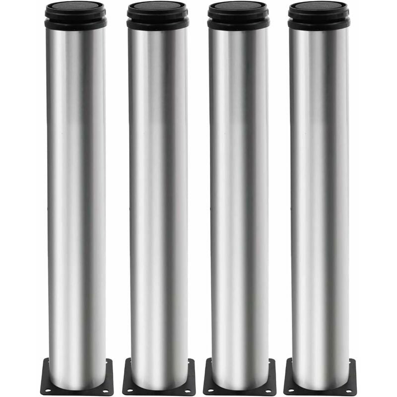 4 Pieds Réglables 350 mm De Hauteur Épaissir Les Pieds d'armoire Pieds de Table Pieds de Meubles, Acier Inoxydable brossé, Hauteur réglable 0-15 mm