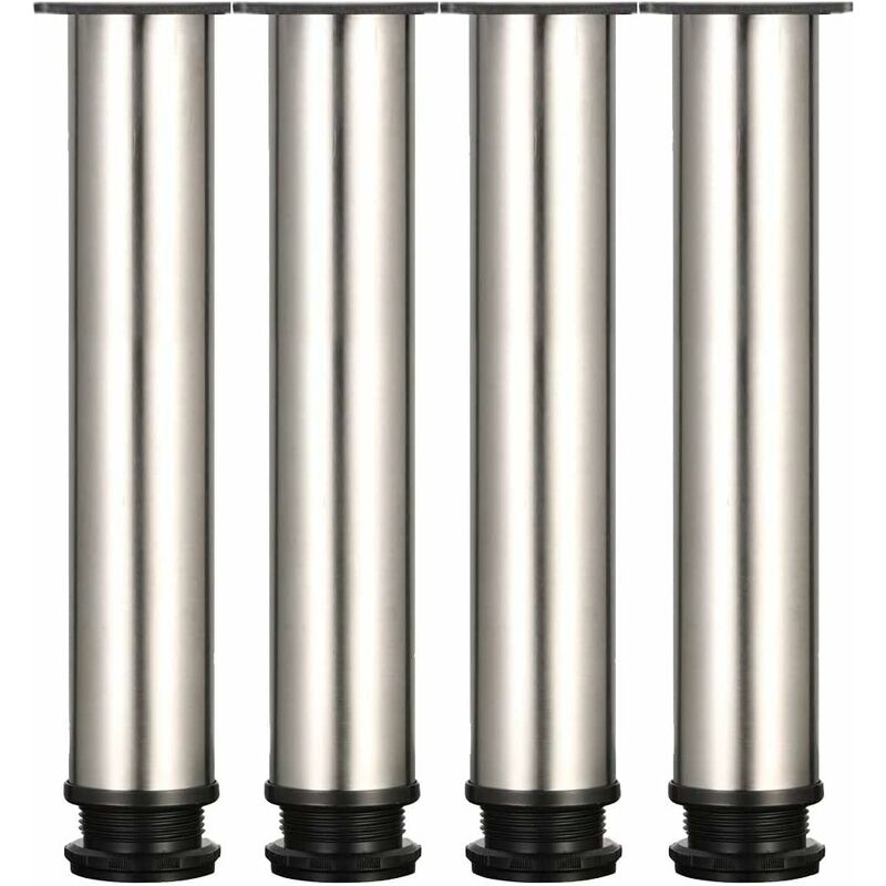 Linghhang - 4 pieds réglables - hauteur 250 mm, pieds de meuble épais, hauteur réglable 0-15 mm, pieds de table, pieds de meuble, acier inoxydable