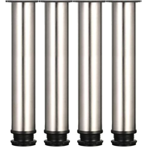 4 pieds réglables - hauteur 250 mm, pieds de meuble épais, hauteur réglable 0-15 mm, pieds de table, pieds de meuble, acier inoxydable brossé - vis en acier inoxydable incluses