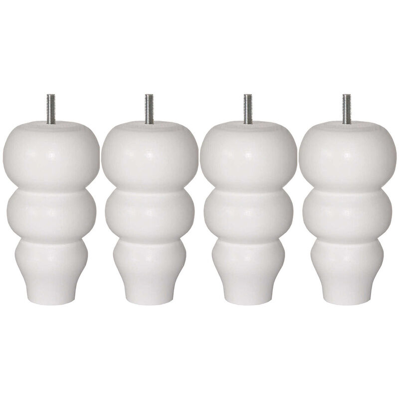 Someo - 4 pieds Romantique bois blanc 17 cm
