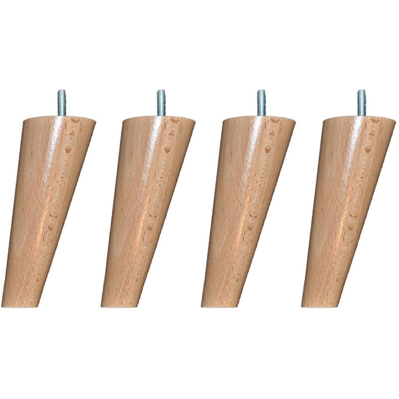 4 pieds scandinaves bois vernis naturel 15 cm