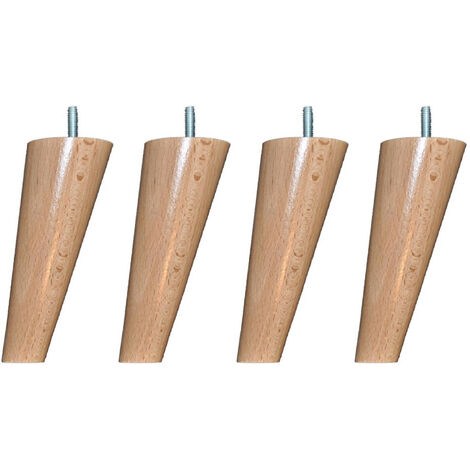 4 pieds scandinaves bois vernis naturel 15 cm