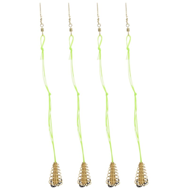 4 Pièges à Appâts pour Poissons avec Crochets Barbelés et Ressort – Idéal pour Pêche en Mer et Eau Salée – Cage Leurres 8