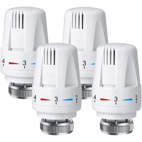4 Pieza Cabezal Termostatico, Cabezal Termostático Radiador, Termostato Válvula para Radiadores, M30 x 1.5 Cabezal de Termostato para Válvula de Radiador