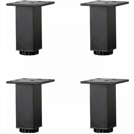 4 piezas (10 cm/3,9 pulgadas) Patas de muebles de aleación de aluminio ajustables en altura, Patas de mesa de café para sofá, Patas de gabinete de baño para lavabo, Negro mate, con tornillos