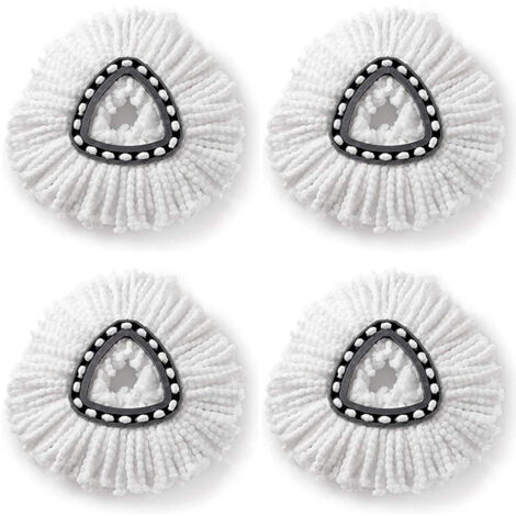 4 piezas compatibles con cabezales de trapeador giratorios O-Cedar/Vileda, paño de repuesto con cabezal triangular de hilo de algodón.