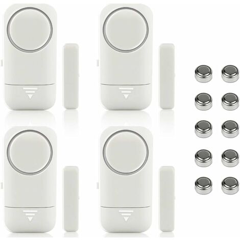 Pack 2 Alarmas para Puertas y Ventanas con 6 Pilas LR44 Incluidas Blanco  Nine&One