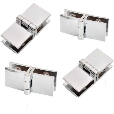4 piezas de bisagras para puertas de vidrio de 180 grados, bisagras para puertas de vidrio, bisagras para puertas de vidrio de aleación de zinc, fáciles de instalar, adecuadas para vitrinas, vitrinas