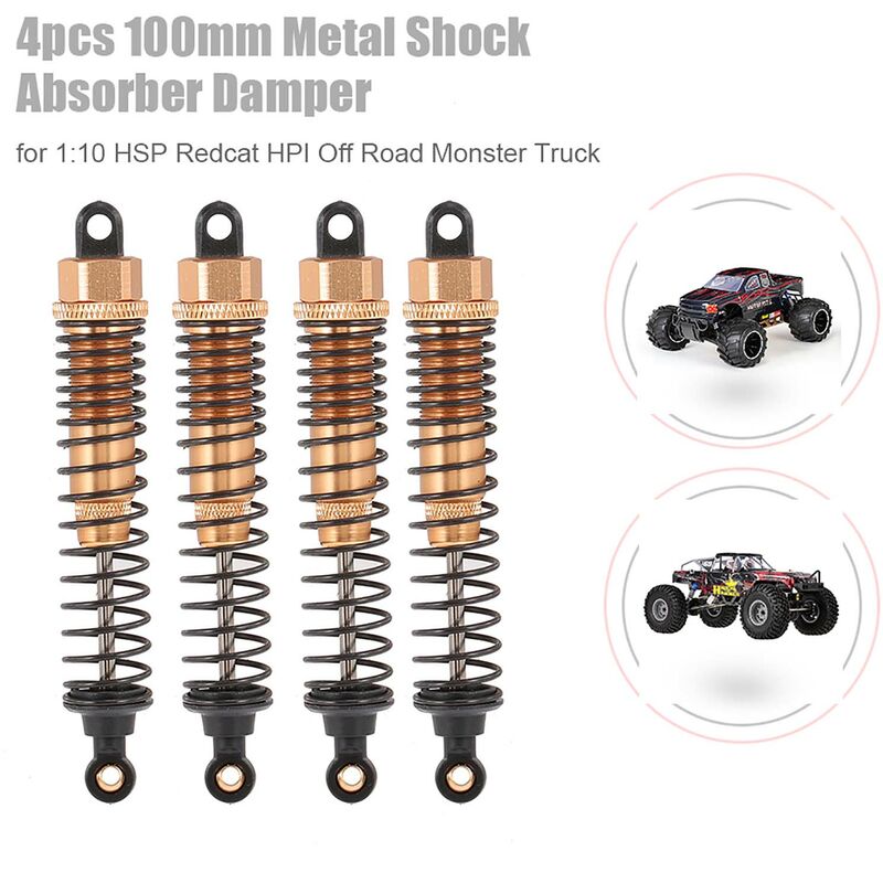 

Happyshopping - 4 piezas de coche RC 100mm amortiguador de Metal para 1:10 Traxxas HSP Redcat RC coche todoterreno Monster Truck